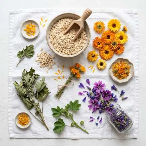 ingredientes calmantes piel avena calendula malva